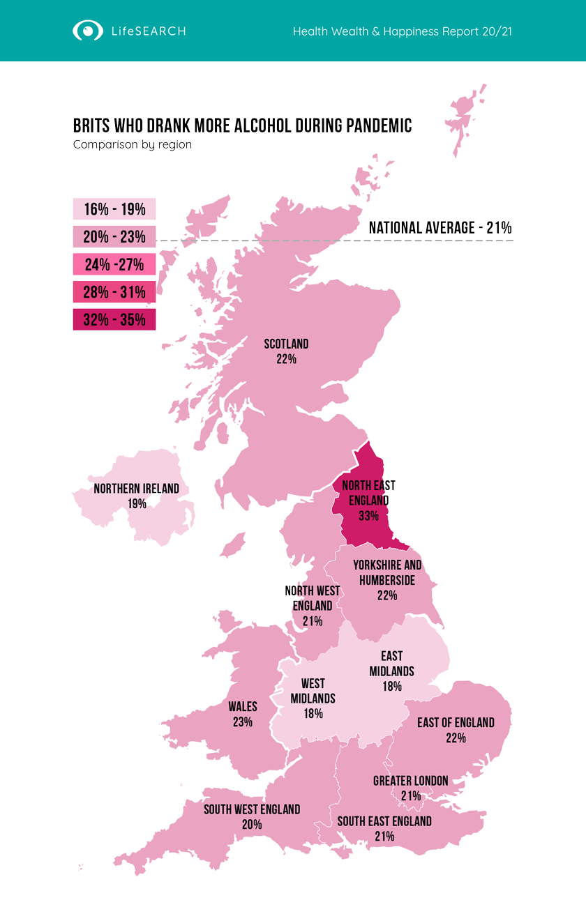 Health - Brits Who Drank More Alcohol During Pandemic By Location. The North-East Stands Out