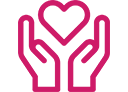 Pink heart shielded by hands
