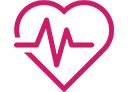 Pink heart inside shield icon