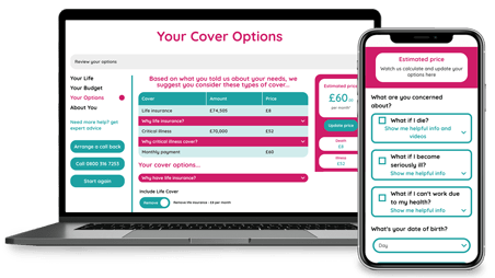 Life cover ideas and suggestions displayed across devices in our free online tool