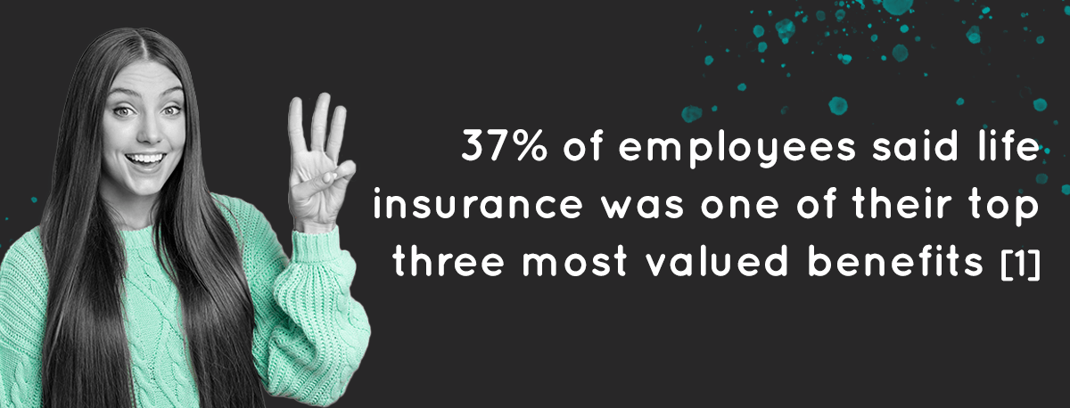 Woman holding 3 fingers up - 37% of employees said life insurance was one of their top 3 valued benefits