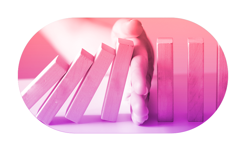 Hand stopping domino effect