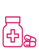 Tablets and bottle icon in pink